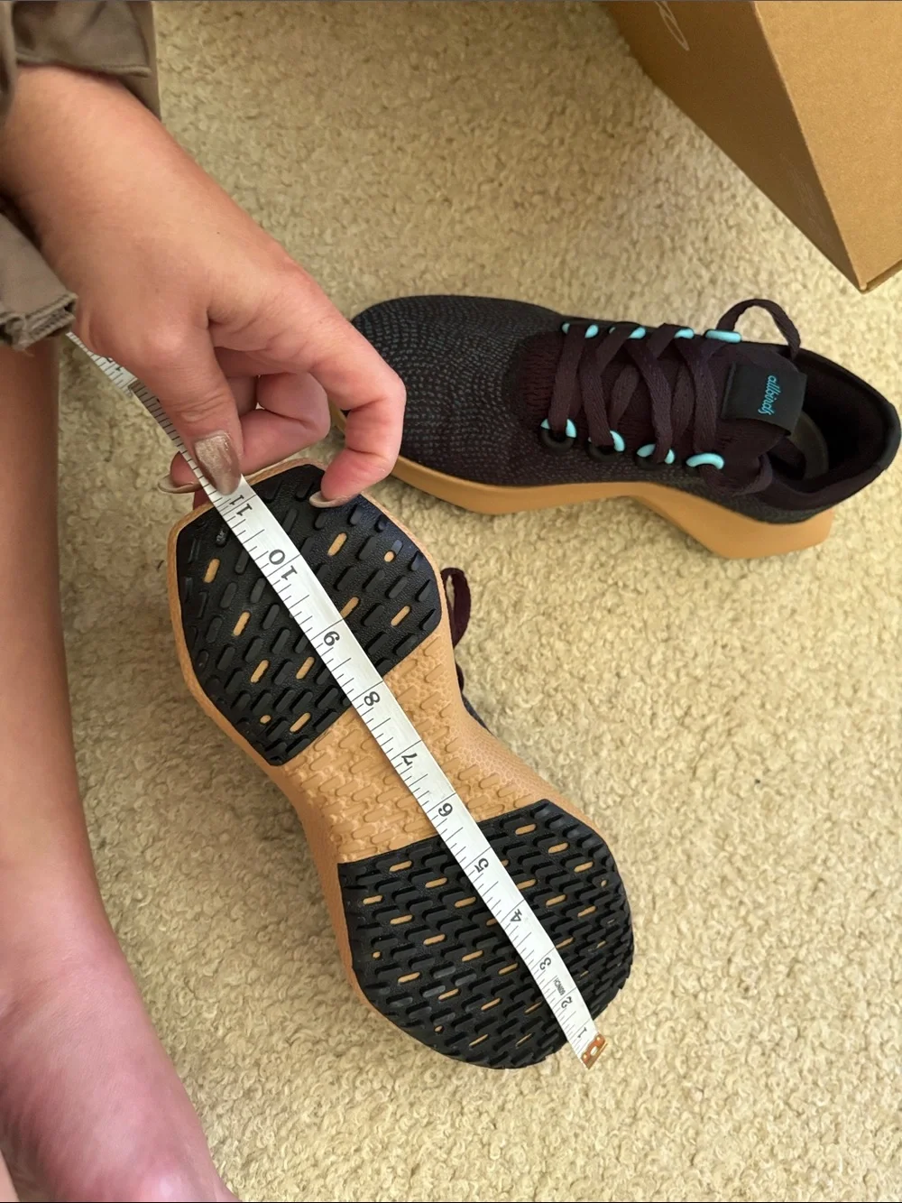 allbirds Women's dasher Black Knit Sneakers with Turquoise Accents and Gum Sole